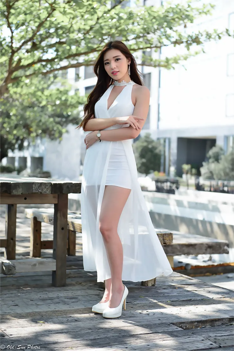 [Mzsock] NO.156 Xie Liqi white dress with high heels and beautiful legs street photography#[105P]-3